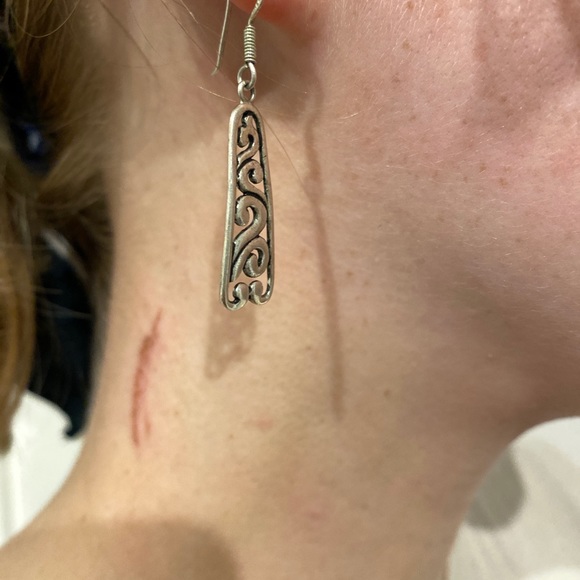 Silver Drop Earrings - Picture 2 of 2